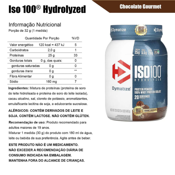 ISO100 CHOCOLATE (640G) DYMATIZE - Imagem 2